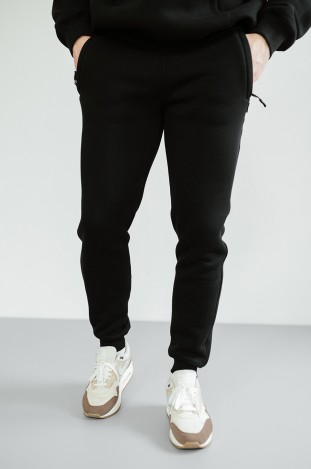 Штани спортивні GARAGE basic jogger Winter карман замок з начосом Чорний