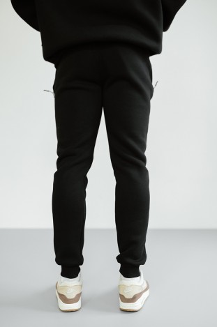 Штани спортивні GARAGE basic jogger Winter карман замок з начосом Чорний