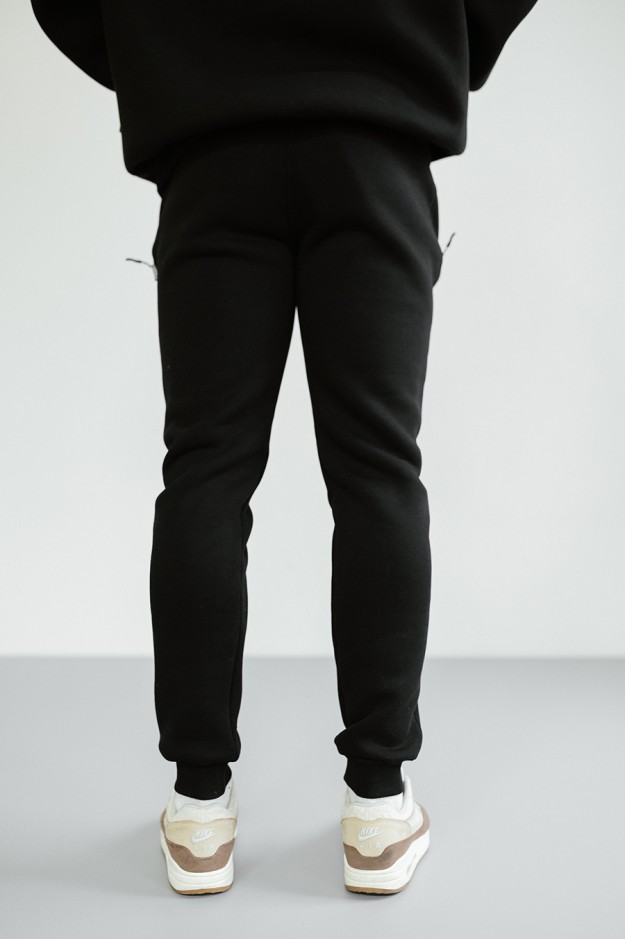 Штани спортивні GARAGE basic jogger Winter карман замок з начосом Чорний