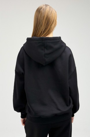 Худі на блискавці GARAGE Basic OVERSIZE на замку з начосом Чорний