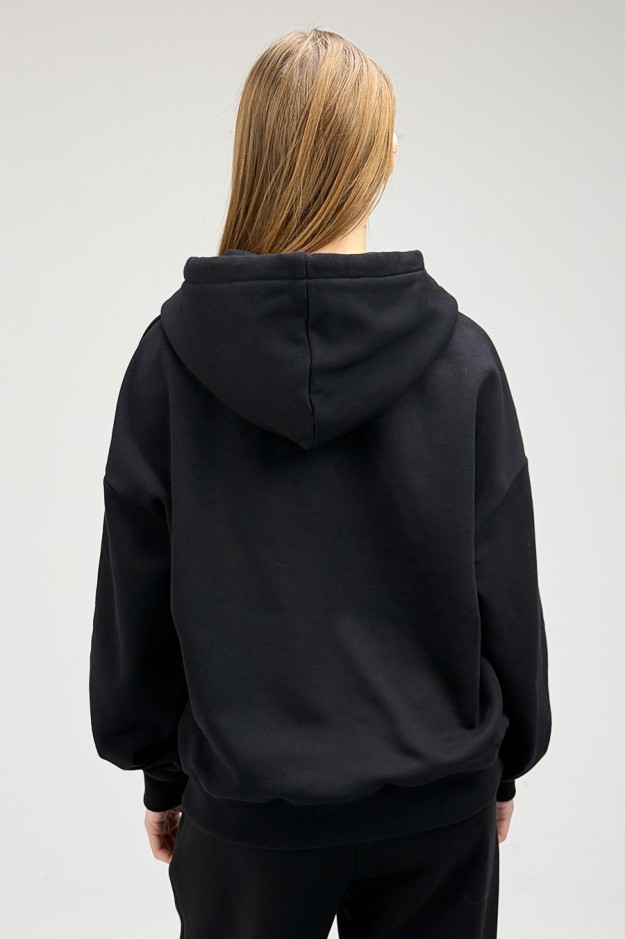 Худі на блискавці GARAGE Basic OVERSIZE на замку з начосом Чорний