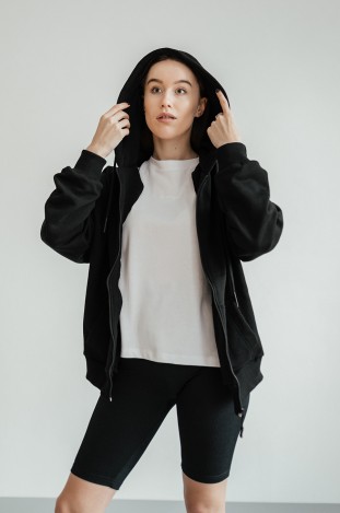 Худі на блискавці GARAGE Basic OVERSIZE замок літо Чорний
