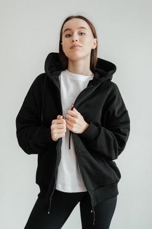 Худі на блискавці GARAGE Basic OVERSIZE замок літо Чорний