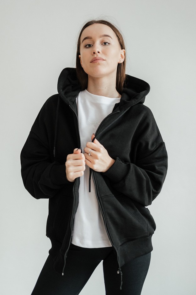 Худі на блискавці GARAGE Basic OVERSIZE замок літо Чорний