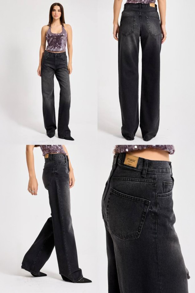 Джинси IT'S BASIC 2880-1w4 1 pantolon loose fit Чорний