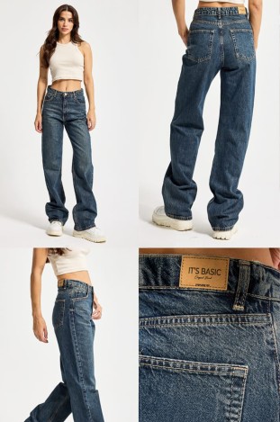 Джинси IT'S BASIC 2478-2w5 8 pantolon straight fit грязно синій