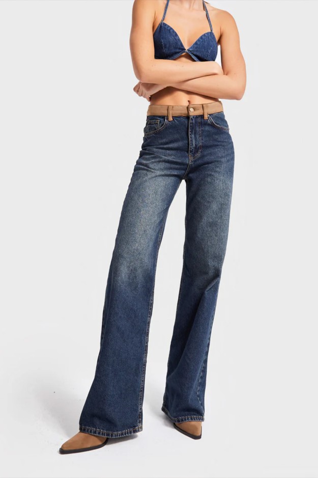 Джинси IT'S BASIC 4236-2w5 8 pantolon mid rise wide leg Т.Синій