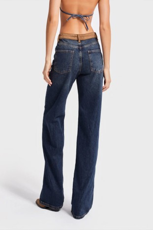 Джинси IT'S BASIC 4236-2w5 8 pantolon mid rise wide leg Т.Синій