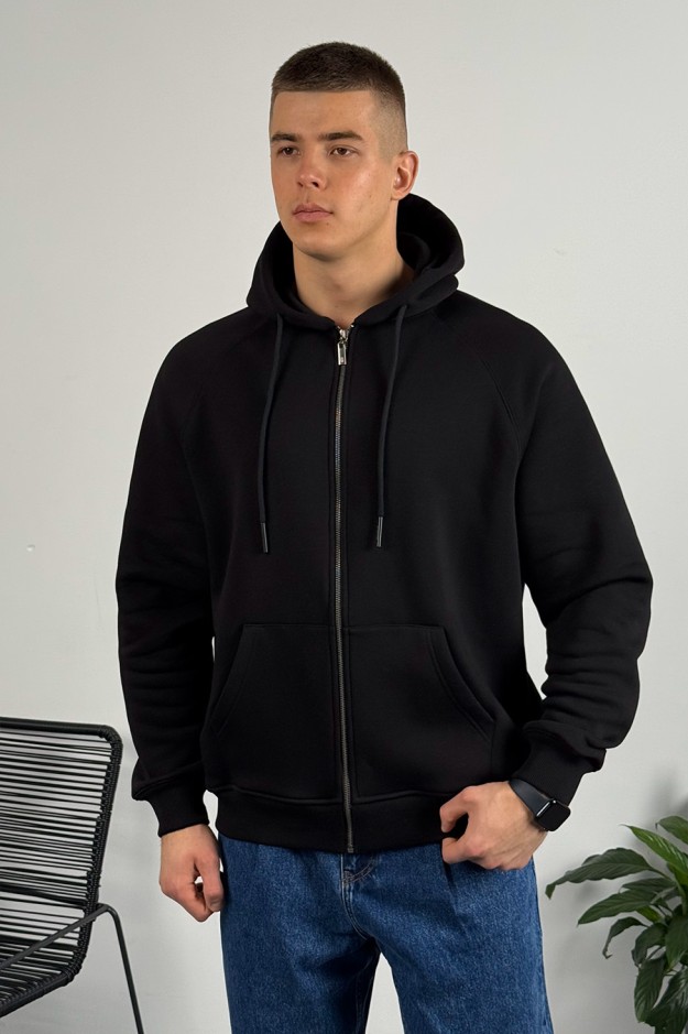 Худі на блискавці GARAGE Oversize Essentials Style Basic з начосом Чорний
