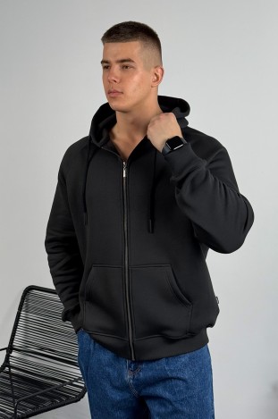 Худі на блискавці GARAGE Oversize Essentials Style Basic з начосом Графіт