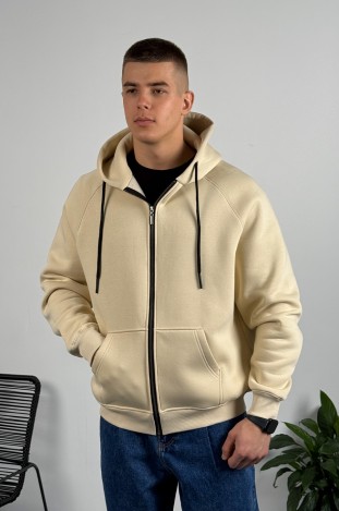 Худі на блискавці GARAGE Oversize Essentials Style Basic з начосом Св.Бежевий