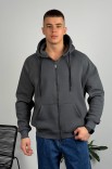 Худі на блискавці GARAGE Oversize Essentials Style Basic з начосом Т.Сірий