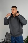 Худі на блискавці GARAGE Oversize Essentials Style Basic з начосом Т.Сірий