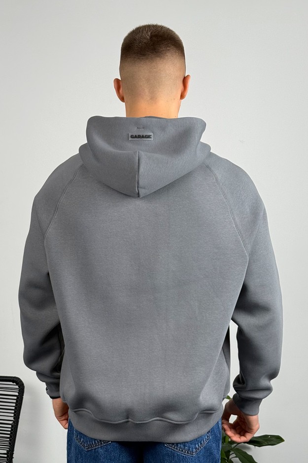 Худі на блискавці GARAGE Oversize Essentials Style Basic з начосом Сірий