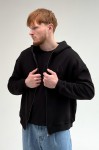 Худі на блискавці GARAGE Black Island з діагональної бавовни з вишивкою Чорний